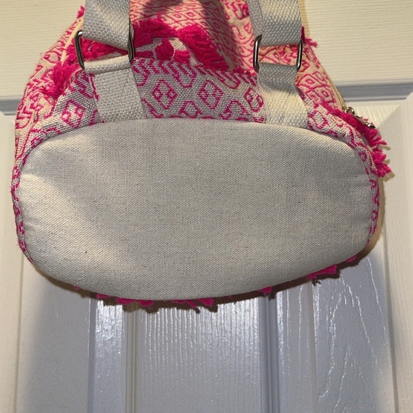NEW Pink embroidered mini backpack bag with yarn fringe accent NWT - Picture 5 of 10
